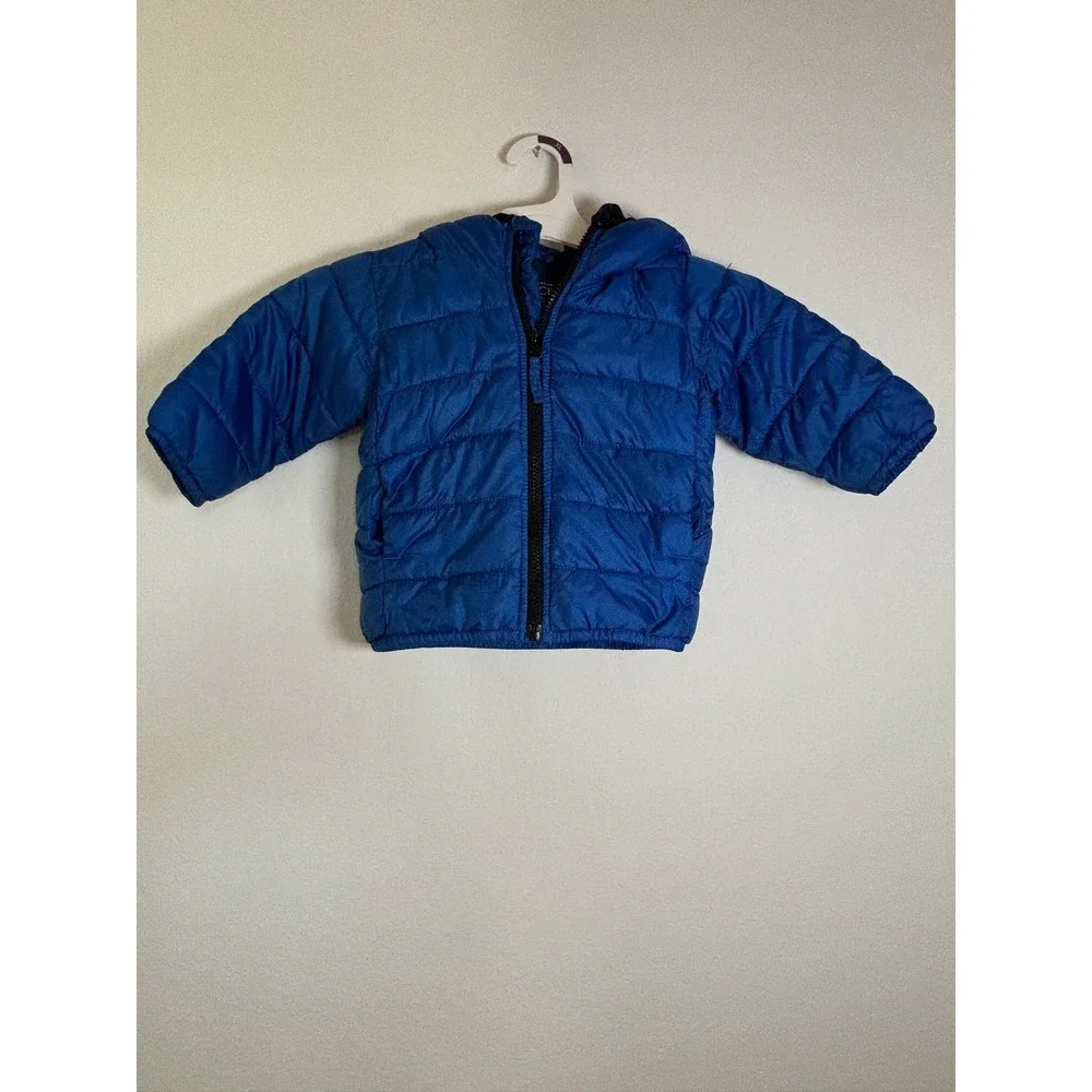 The Childrens Place Boys Blue Hooded Puffer Jacket Size 12-18M Quilted Coat